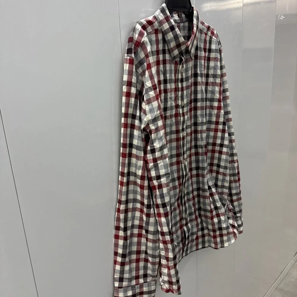 The North Face Shirt Mens Large Red White Black Gray Plaid Long Sleeve Button Up